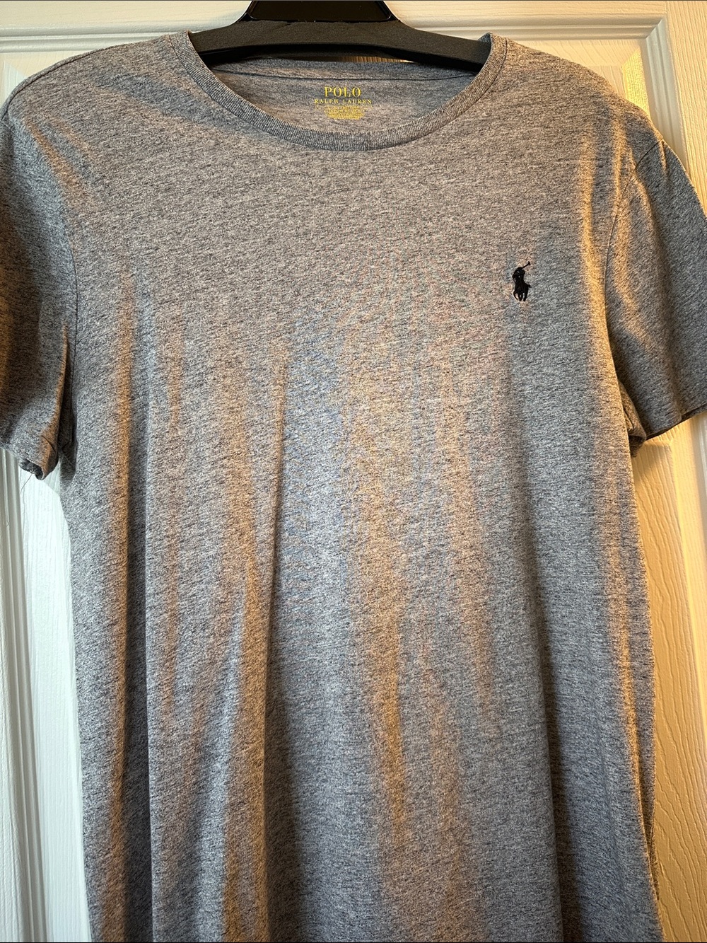 Polo by Ralph Lauren Heather Gray Grey Crew Neck Tee with Black Logo Print